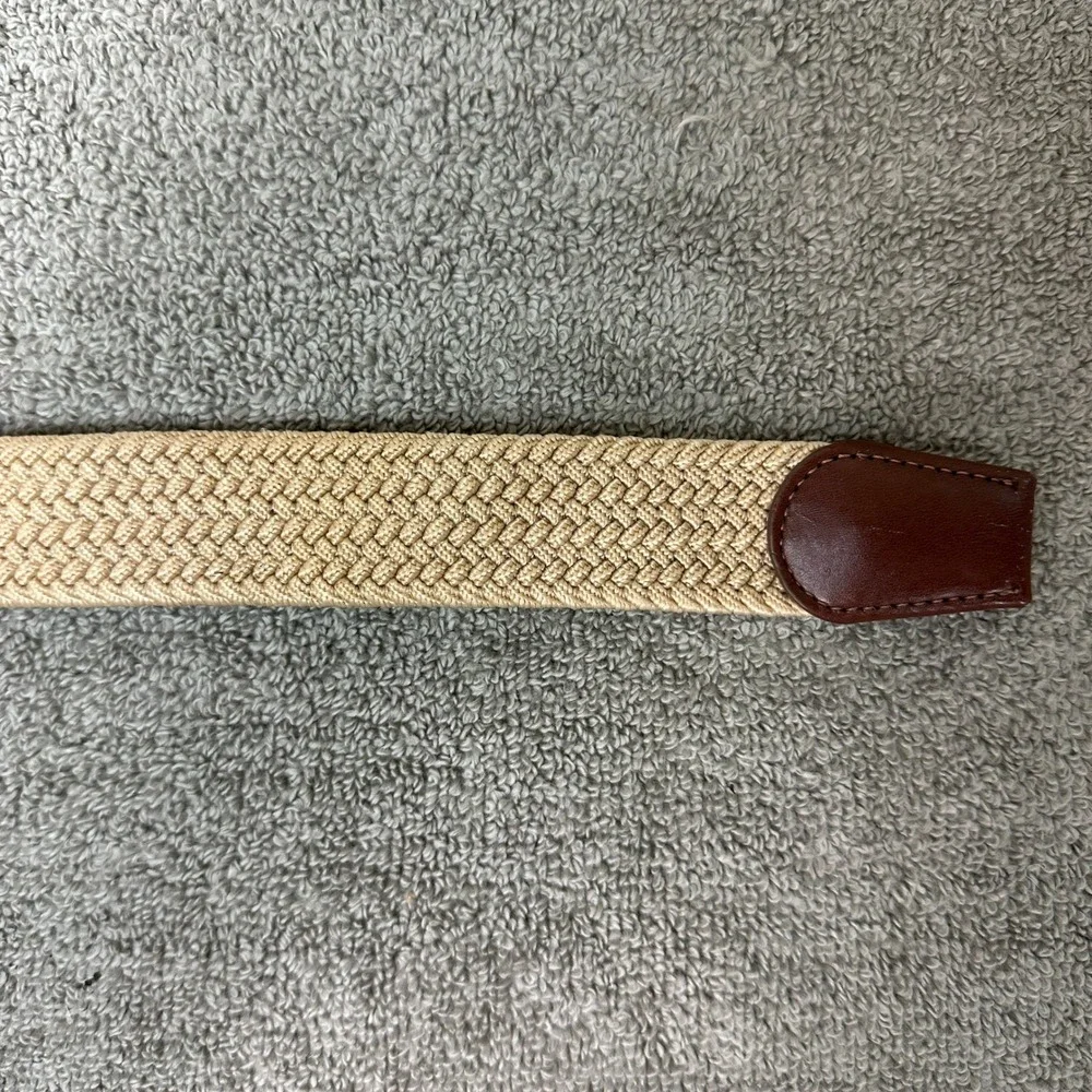 Tommy Hilfiger Mens Braided Stretch Belt Tan Brown XL 42-44 FCKB Handcrafted